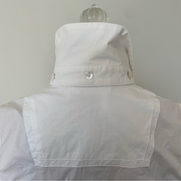 Derek Lam 10 Crosby White Sleeveless Poplin Ruffle Hem Cotton Button Top Size 4 - Picture 8 of 12
